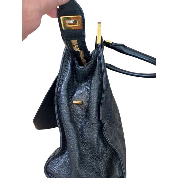 MICHAEL KORS WOMEN'S BLACK DEER LEATHER BLAKE SATCHEL BAG - Picture 9 of 14